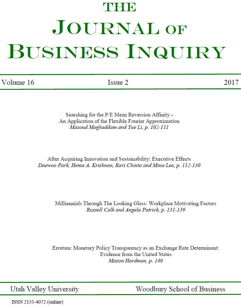 					View Vol. 16 No. 2 (2017): The Journal of Business Inquiry
				
