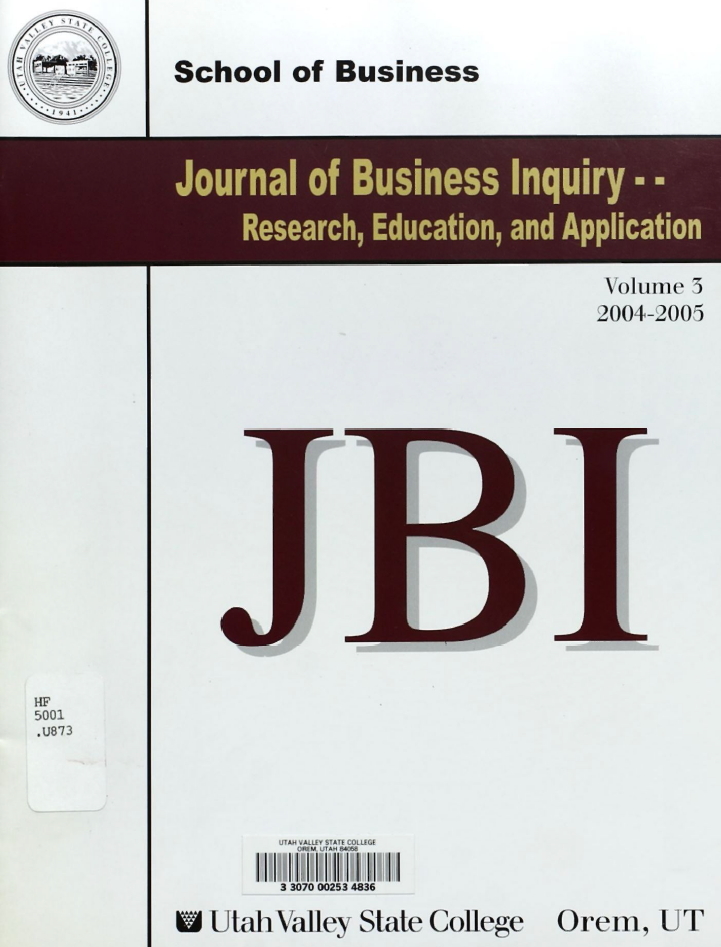 					View Vol. 3 No. 1 (2004): The Journal of Business Inquiry
				