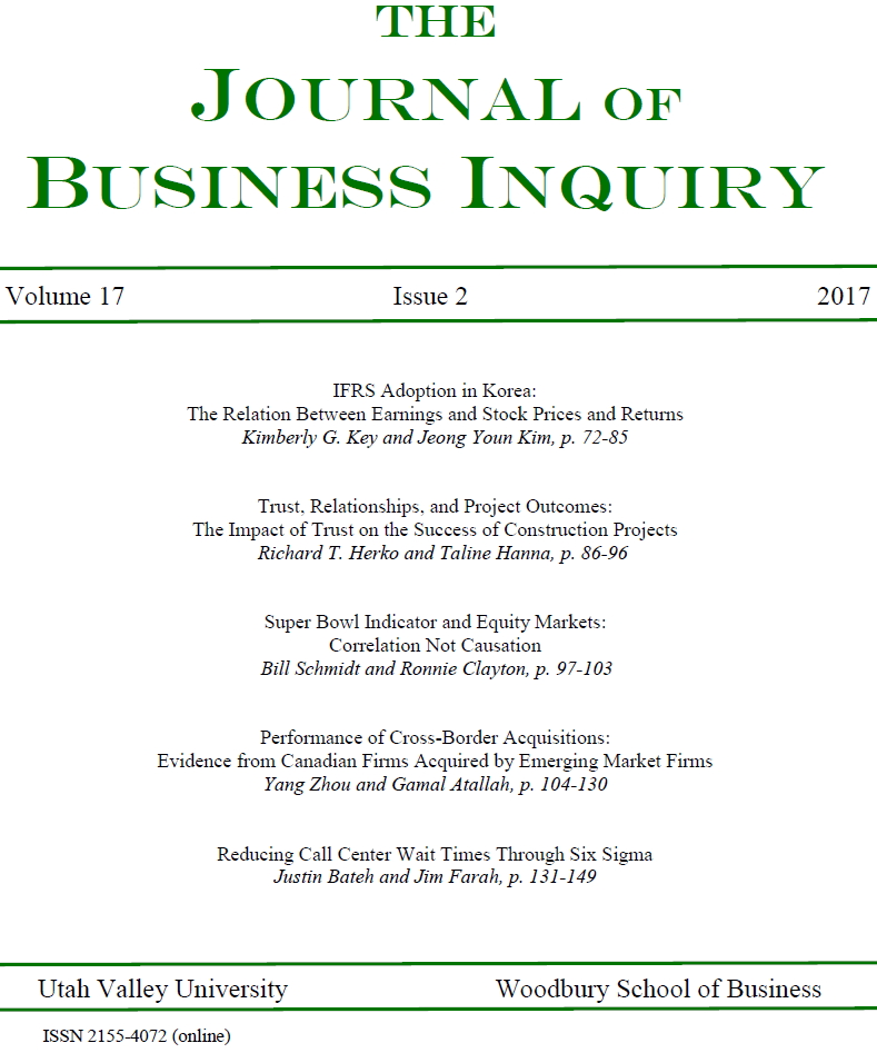 					View Vol. 17 No. 2 (2017): The Journal of Business Inquiry
				
