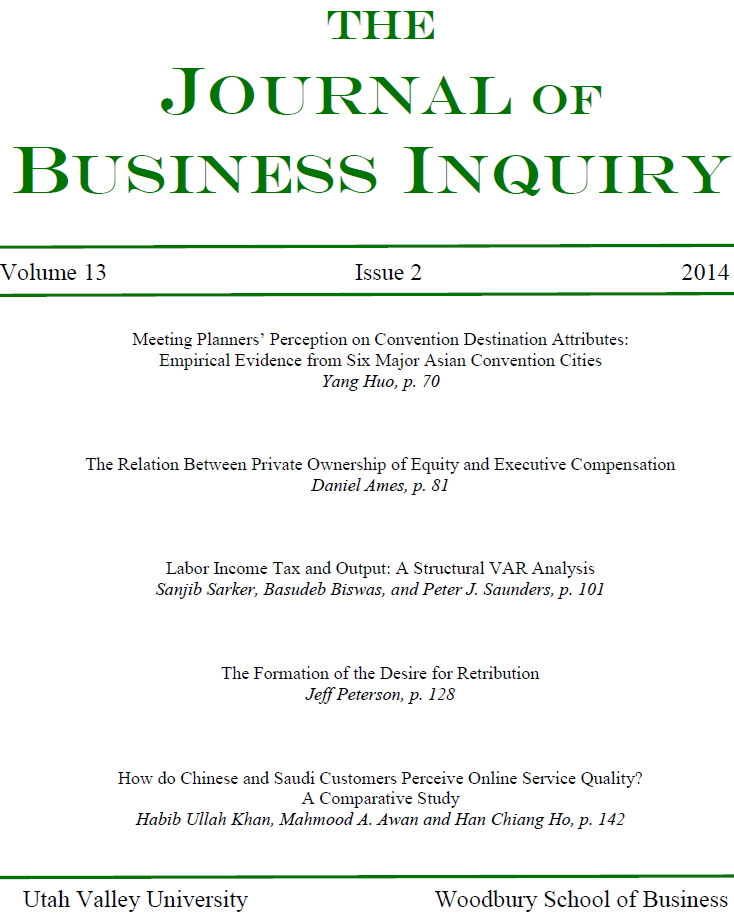 					View Vol. 13 No. 2 (2014): The Journal of Business Inquiry
				