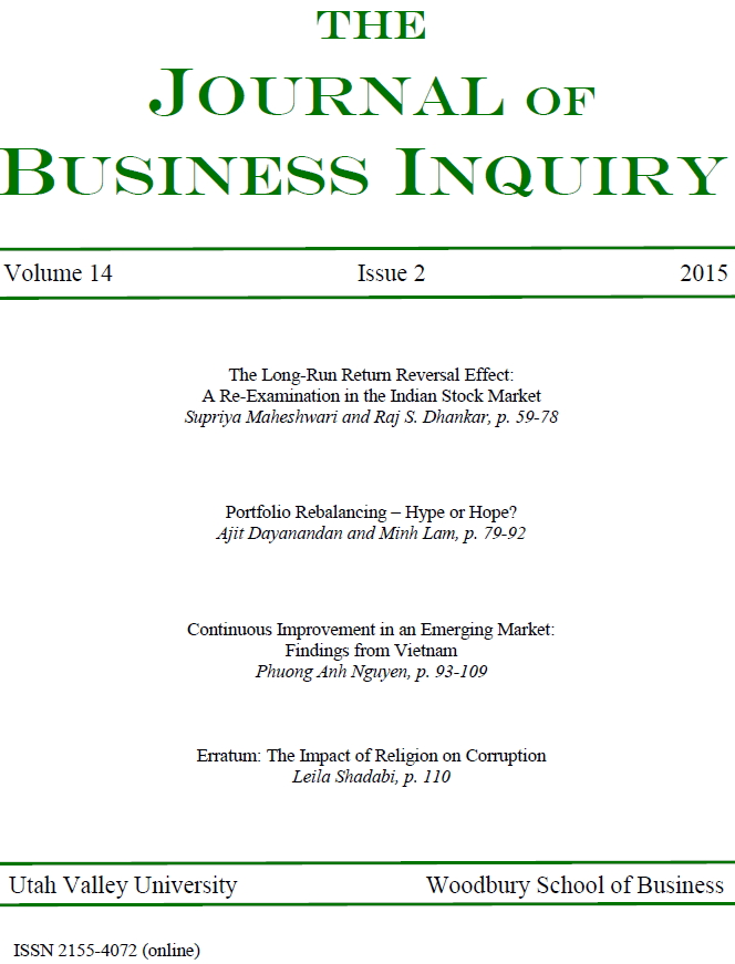 					View Vol. 14 No. 2 (2015): The Journal of Business Inquiry
				